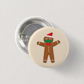 Badge Rond 2,50 Cm Merry Christmas Gingerbread Man in Face Mask 2020 (Devant & derrière)