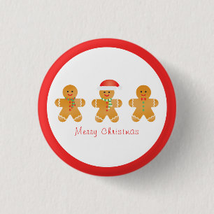 Badge Rond 2,50 Cm Merry Christmas Gingerbread Men