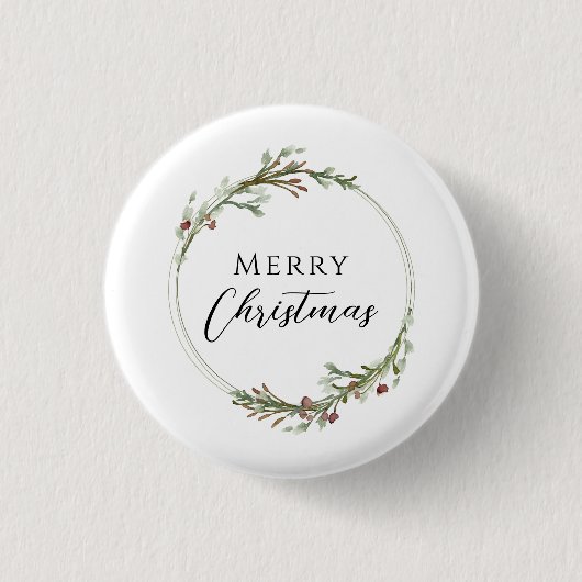 Badge Rond 2,50 Cm Merry Christmas Minimalist Wreath White (Devant)