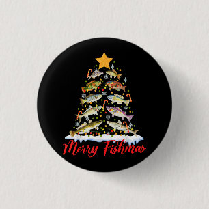 Badge Rond 2,50 Cm Merry Fishmas Funky Christmas Tree Lights Fish Fis
