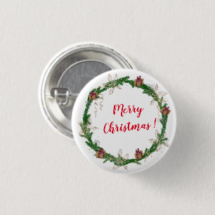 Badge Rond 2,50 Cm Merry Noël saint couronne