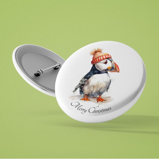 Badge Rond 2,50 Cm Merry Puffin, personnalisé