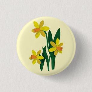 Badge Rond 2,50 Cm Merveilleux Grand Beau Jaune Narcisse