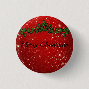 Badge Rond 2,50 Cm Merveilleux Noël Rouge Étincelant