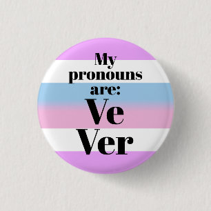 Badge Rond 2,50 Cm Mes pronoms sont : Ve Ver - drapeau bigender