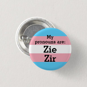 Badge Rond 2,50 Cm Mes pronoms sont : Zie Zir - Drapeau Trans