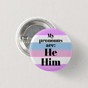 Badge Rond 2,50 Cm Mes pronouns sont : Il Lui - Drapeau plus grand