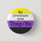 Badge Rond 2,50 Cm Mes pronouns sont : Ils/Lui - Indicateur non binai (Devant)