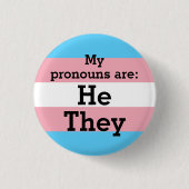 Badge Rond 2,50 Cm Mes pronouns sont : Lui, eux, le drapeau trans (Devant)