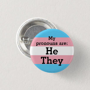 Badge Rond 2,50 Cm Mes pronouns sont : Lui, eux, le drapeau trans