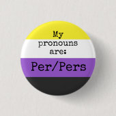 Badge Rond 2,50 Cm Mes pronouns sont : Per/Pers - Bouton Indicateur n (Devant)