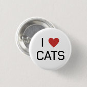 Badge Rond 2,50 Cm Message I Heart Cats (Devant & derrière)