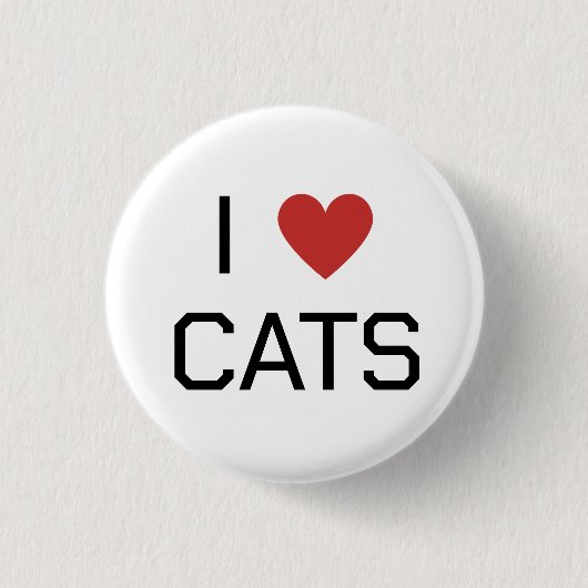 Badge Rond 2,50 Cm Message I Heart Cats (Devant)
