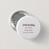 Badge Rond 2,50 Cm Message simple nom date rose violet pour 20e anniv (Devant & derrière)