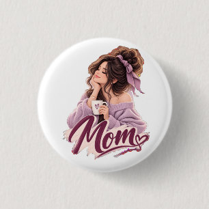Badge Rond 2,50 Cm Messy Bun Coffee Maman — Vie de Maman Cosy et Esth