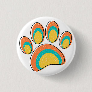 Badge Rond 2,50 Cm Mid Century Art moderne Chien Empreintes de pattes