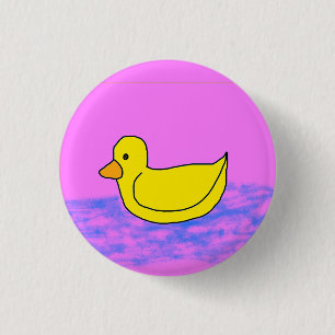 Badge Rond 2,50 Cm mignon canard jaune sur bouton rose