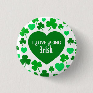 Badge Rond 2,50 Cm Mignon Je suis amoureux d'être irlandais Cœurs et