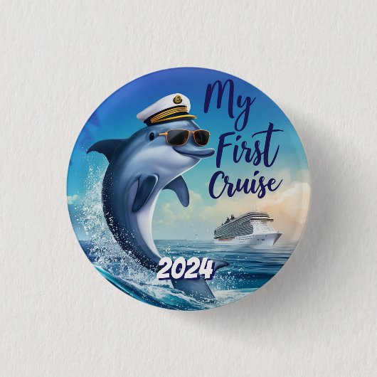 Badge Rond 2,50 Cm Mignonne ma première croisière personnalisée (Devant)