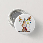 Badge Rond 2,50 Cm Mignonne orignal de Noël (Devant & derrière)