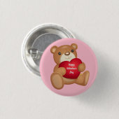 Badge Rond 2,50 Cm Mignonne Valentine's Day Teddy Bear (Devant & derrière)