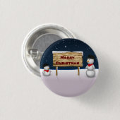 Badge Rond 2,50 Cm Mignons Snowmen souhaitant Joyeux Noël (Devant & derrière)