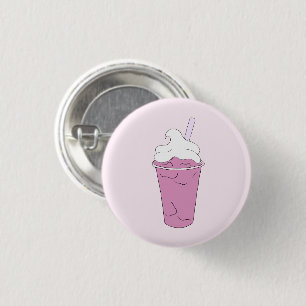 Badge Rond 2,50 Cm Milkshake aux fraises roses - Insigne rond de l'em