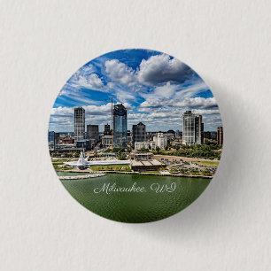 Badge Rond 2,50 Cm Milwaukee, Wisconsin, photo de la ville,
