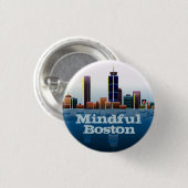 Badge Rond 2,50 Cm MindfulBoston Classic Skyline bouton (Devant & derrière)