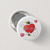 Badge Rond 2,50 Cm Mine d'abeille - abeilles et coeurs (Devant & derrière)