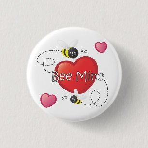 Badge Rond 2,50 Cm Mine d'abeille - abeilles et coeurs