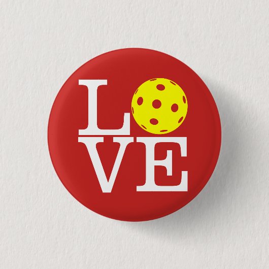 Badge Rond 2,50 Cm Mini bouton de Pickleball : AMOUR (rouge) (Devant)