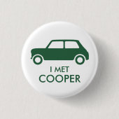 Badge Rond 2,50 Cm Mini Cooper Trading Pin - Vert sur Blanc (Devant)