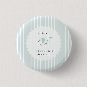 Badge Rond 2,50 Cm Minimaliste Bleu Poussiéreux Oh Bébé Éléphant Baby