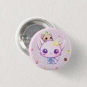 Badge Rond 2,50 Cm Minou d'étoile de Kawaii avec les gâteaux mignons (Devant & derrière)