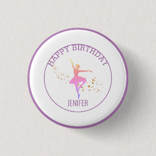 Badge Rond 2,50 Cm Minuscule danseur   Ballet Floral rose Fête Annive