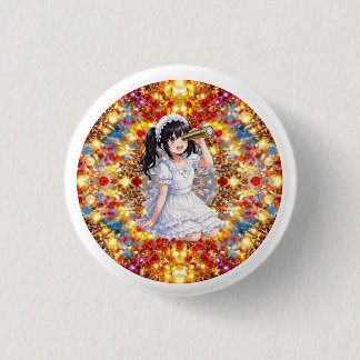 Badge Rond 2,50 Cm Mirabella en éclat doré – Mandala Kaléidoscope