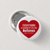 Badge Rond 2,50 Cm Miracle Bible Verse Red Heart Encouraging Believe (Devant & derrière)
