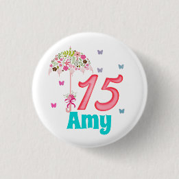Badge Rond 2,50 Cm Mis Quinces 15e anniversaire 15 ans Personnalisé
