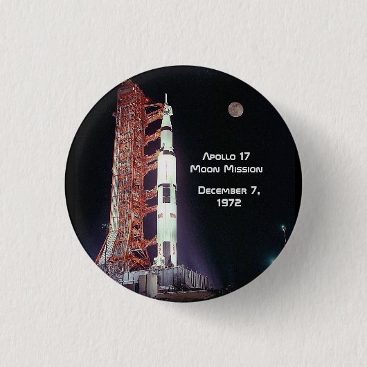 Badge Rond 2,50 Cm Mission Apollo 17 Moon (Devant)