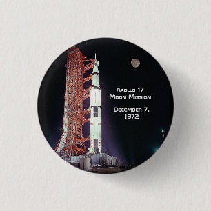 Badge Rond 2,50 Cm Mission Apollo 17 Moon