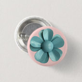 Badge Rond 2,50 Cm MOD Pale Blue Daisy Flower Mariage été printemps (Devant & derrière)
