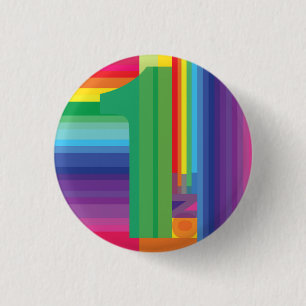 Badge Rond 2,50 Cm Mod Rainbow Colorée 1ère fête d'anniversaire