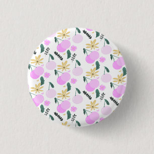 Badge Rond 2,50 Cm Modèle de cœurs roses jaunes floraux de cerisier