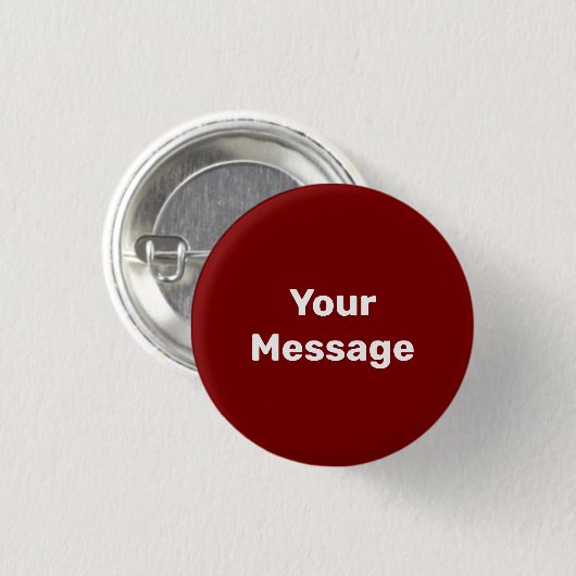 Badge Rond 2,50 Cm Modèle de message simple rouge foncé avec texte bl (Devant & derrière)