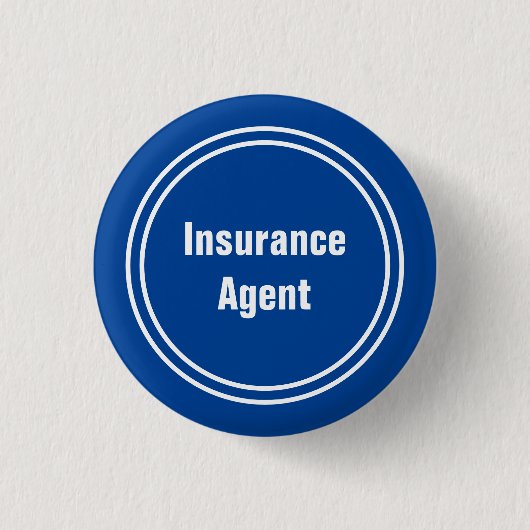 Badge Rond 2,50 Cm Modèle de texte bleu et blanc de l'agent d'assuran (Devant)