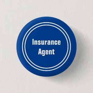 Badge Rond 2,50 Cm Modèle de texte bleu et blanc de l'agent d'assuran