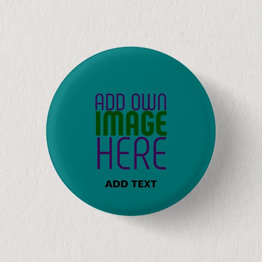 BADGE ROND 2,50 CM MODELE DE TEXTE D'IMAGE VERT TEAL MODIFIABLE MODER (Devant)