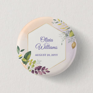 Badge Rond 2,50 Cm Modèle d'invitation de mariage floral élégant