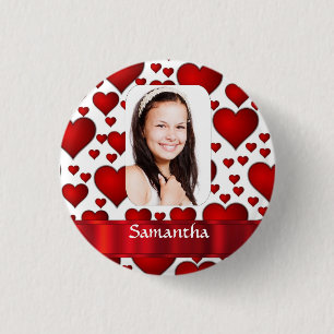 Badge Rond 2,50 Cm Modèle photo à coeur rouge